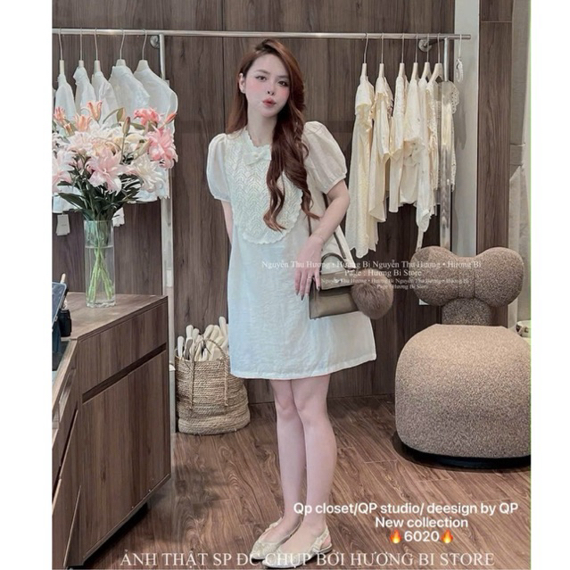 <Quynhanhhouse Maternity Dress> (QP CLOSET)เดรสทรงตรง เดรสคอเต่าลูกไม้มีโบว์ 6020 วัสดุเนื้อนุ่ม siz