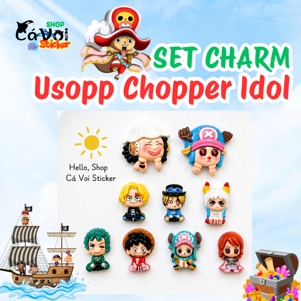Usopp Chopper Idol Mini – One Piece Chibi Charm Set ประกอบด้วย Luffy Zoro Sanji Ace Yamato Nami อุปก