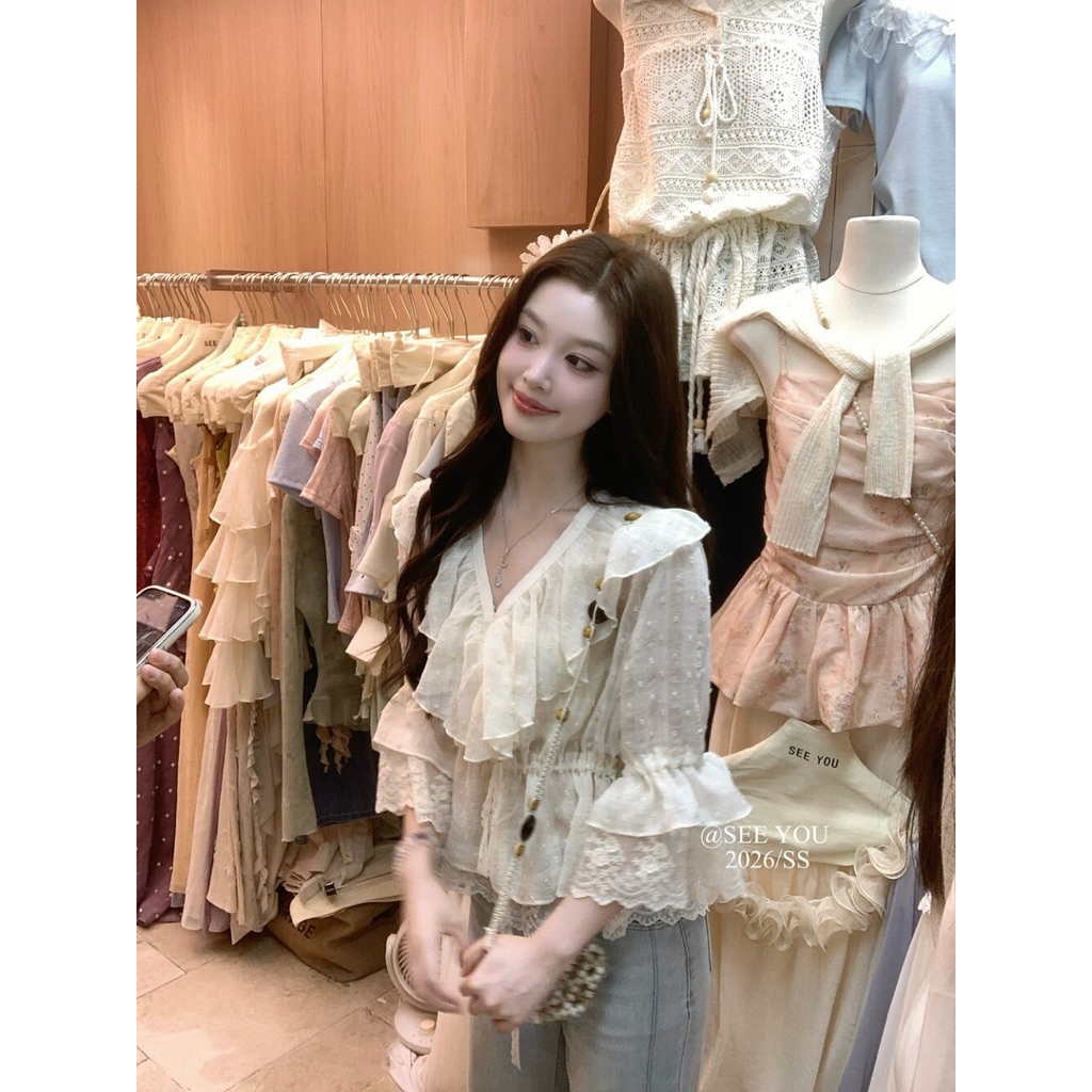 [BEAUTIFUL STANDARD] MAC SEEYOU ROLLED SLEEVE LACE DRESS