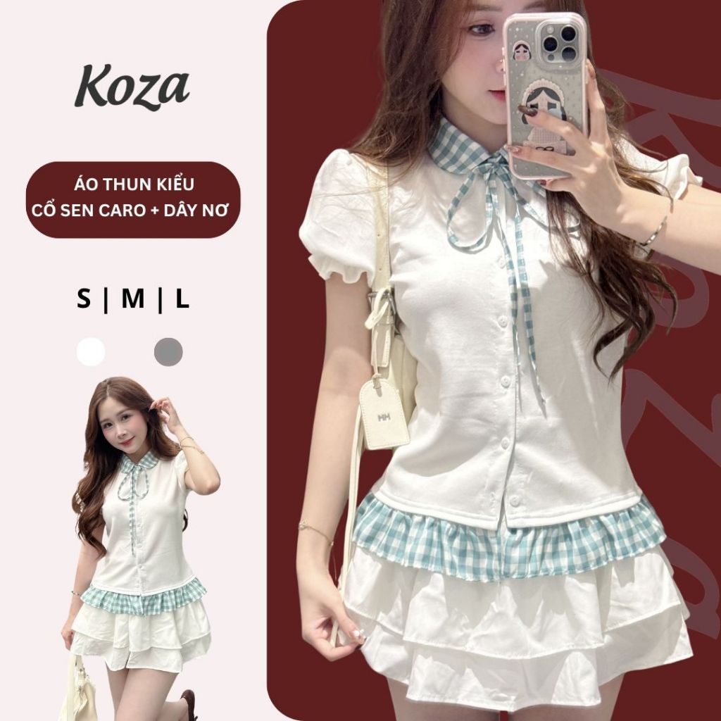 (NEW MODEL 2026) เสื้อยืดคอปกโบว์ผู้หญิงเกาหลี AOT034