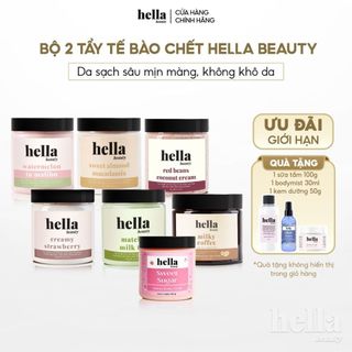 Bộ 2 tẩy tế bào chết body Hella Beauty giúp làm sạch sâu hỗ trợ dưỡng sáng da