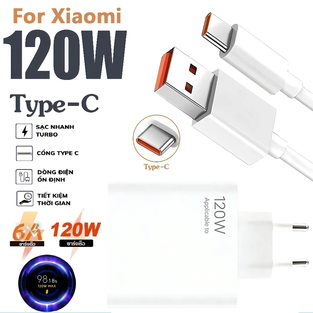 120W Turbo 6A USB Type-C สายชาร์จเร็วสําหรับ Xiaomi เข้ากันได้กับ Redmi Note 14 13 12 11 10 9 และ PO