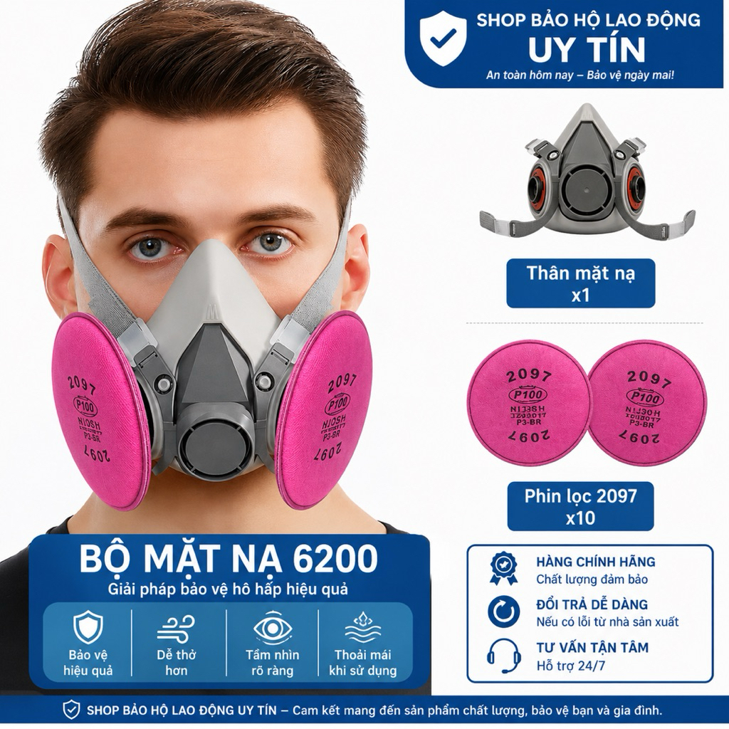ชุดหน้ากาก 6200 พร้อมแผ่นกรอง 2097