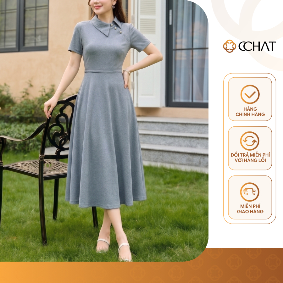 ชุดสตรีชุด CCHAT Segue ทรงตรงคอปกเยอรมันวัสดุยืดนุ่ม 16BNC8025XT