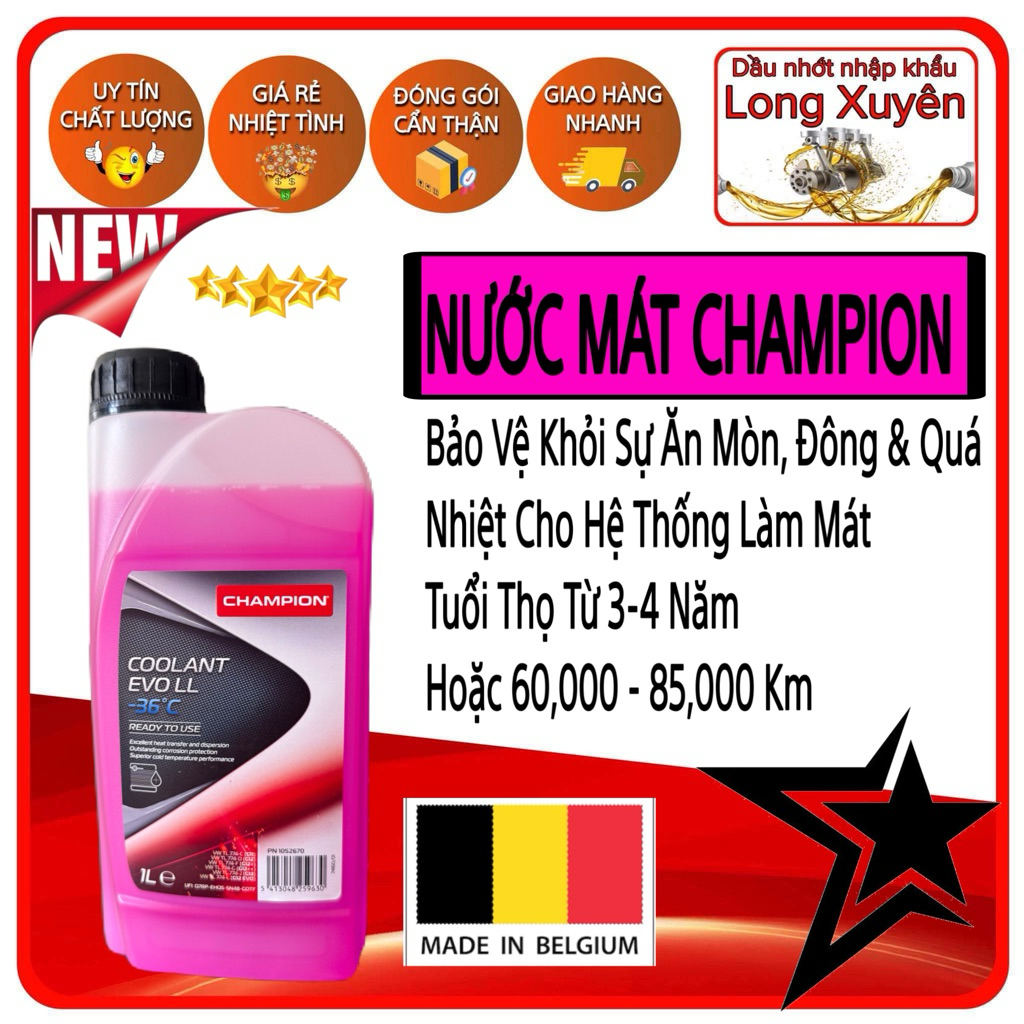 CHAMPION COOLANT EVO LL -36 C COOLANT (สีชมพู) สําหรับรถยนต์และมอเตอร์ไซค์ Made in belgium >>>