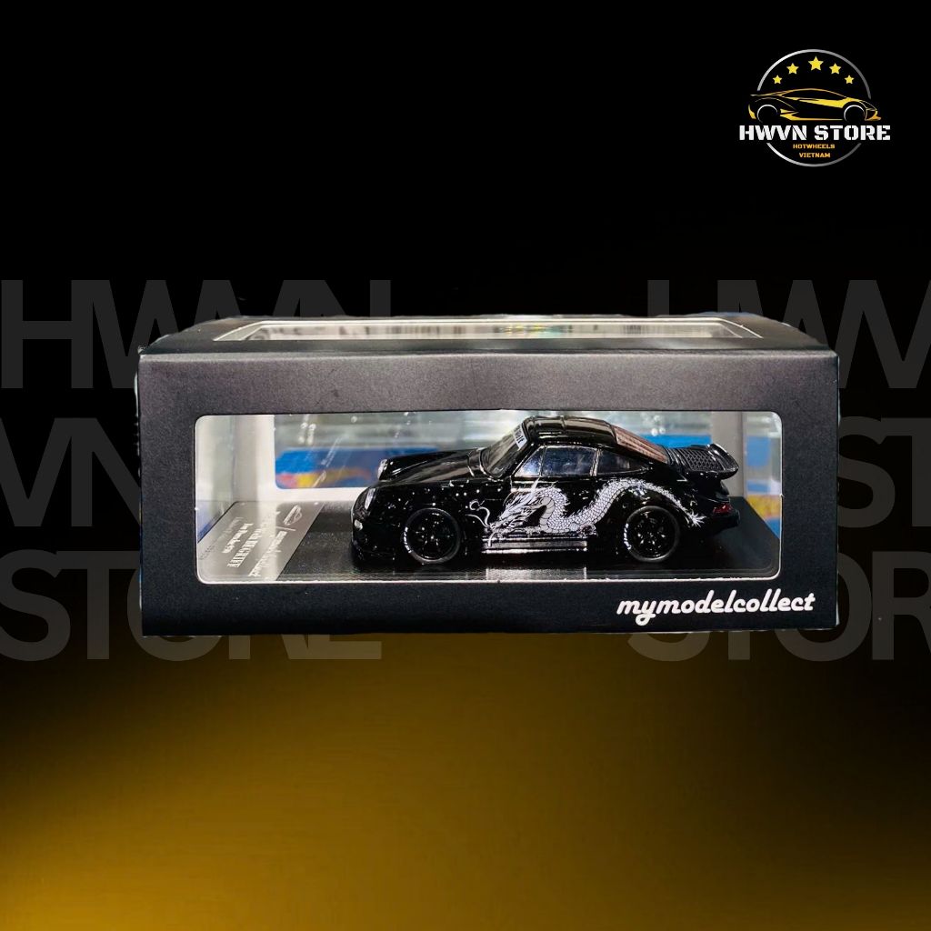 Porsche RWB Rauth Welt 930 Snake Edition Mica Box Model Car - Black Plaided Snake (MyModelcollection