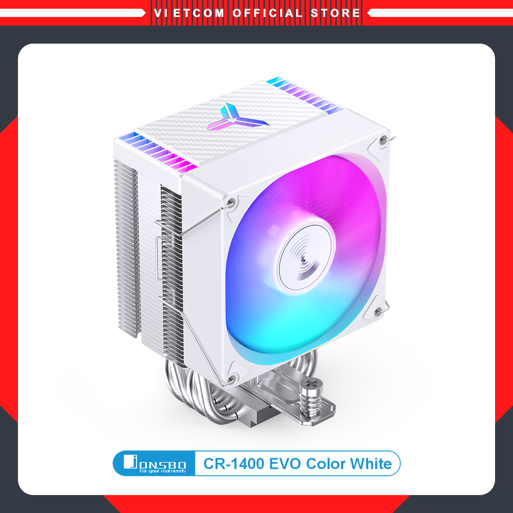 Jonsbo CR1400 EVO RGB คูลเลอร์ซีพียูสีขาว เวอร์ชั่นสีขาวเปลี่ยนสีโดยอัตโนมัติ
