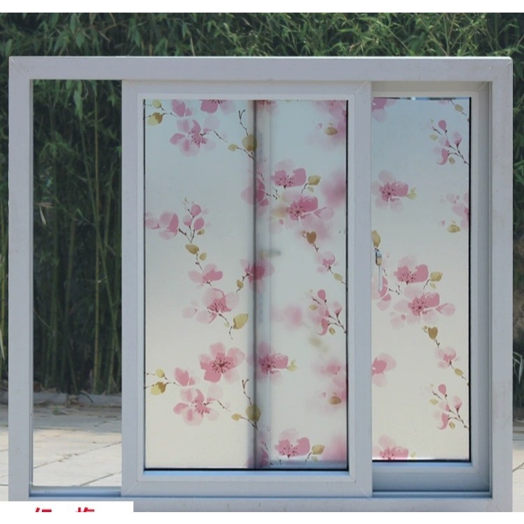 1m x 45cm Frosted glass Decal - ดอกแอปริคอทสีแดง DLB03