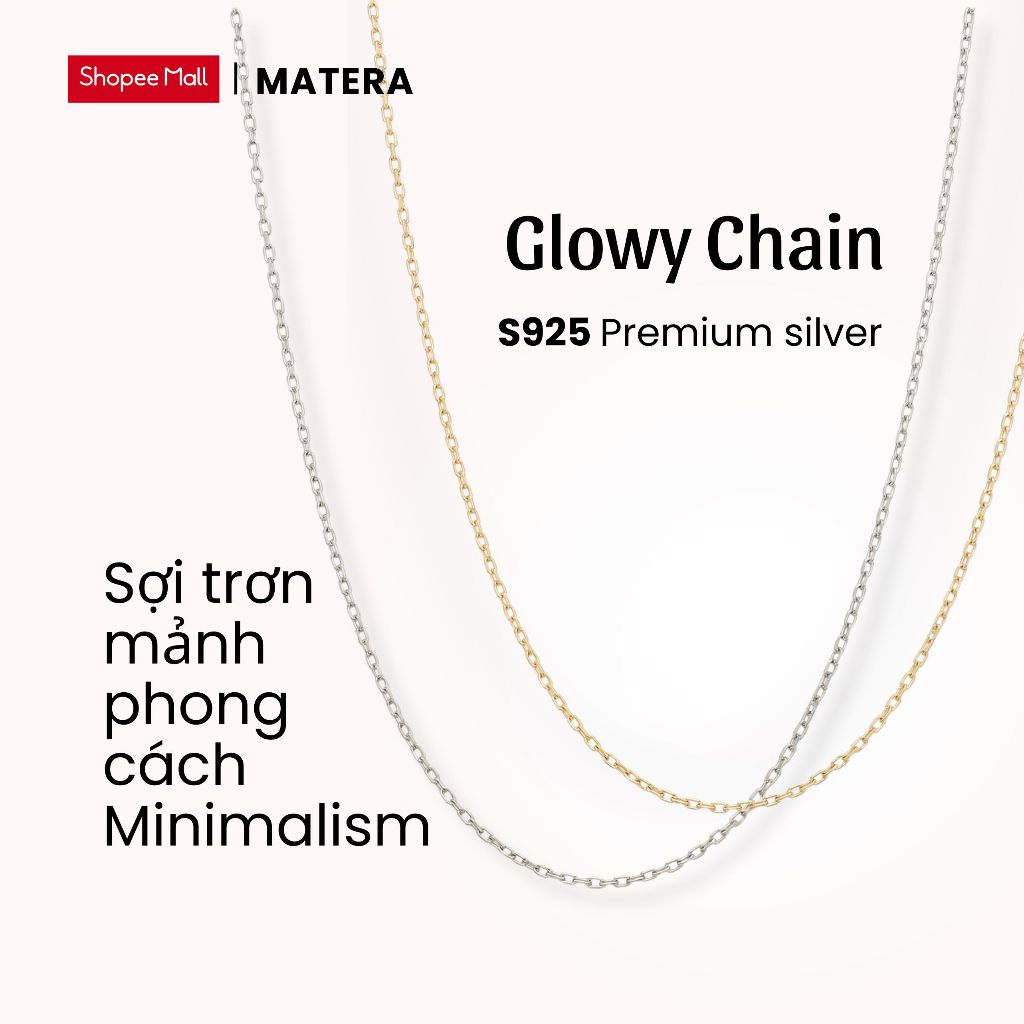 สร้อยคอเงินผู้หญิง Glowy Chain MATERA S925 หรูหราเรียบง่าย 1 มม.โซ่เรียบ MDC89
