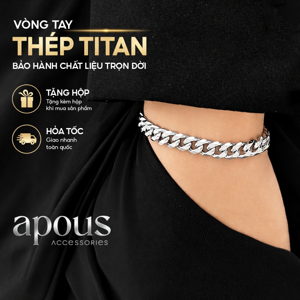 [VT045] สร้อยข้อมือผู้ชายเหล็กไทเทเนียมคุณภาพสูงพร้อมโซ่คิวบา สร้อยข้อมือเหล็ก 316ล อุปกรณ์เสริม อุจ