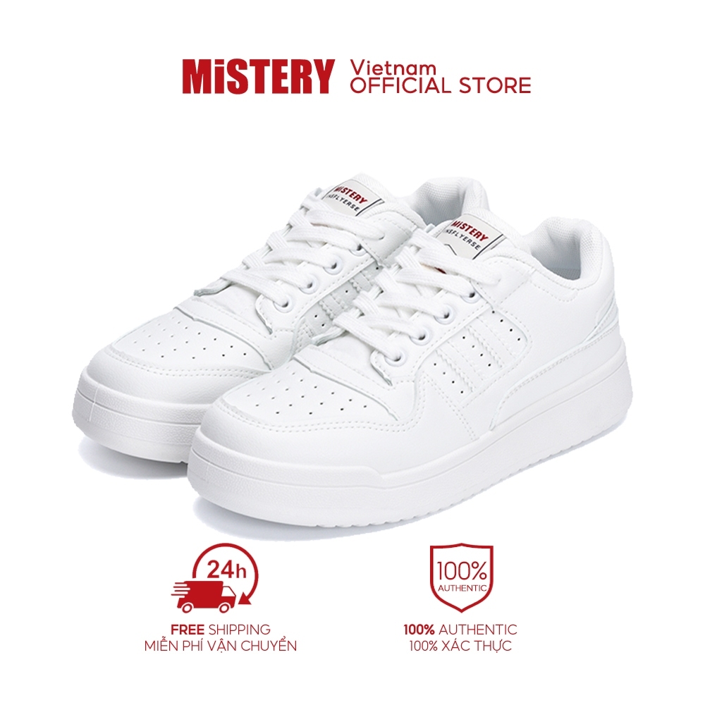 MiSTERY รองเท้าผ้าใบรองเท้าสีขาวความสูง 3 ซม.รองเท้าผ้าใบ Unisex MIS-701