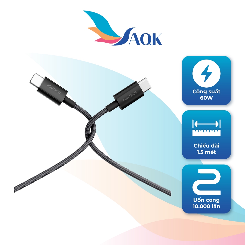 สาย Cuktech USB Type-C to Type-C 1.5m 60W CTC315P - สินค้าของแท้