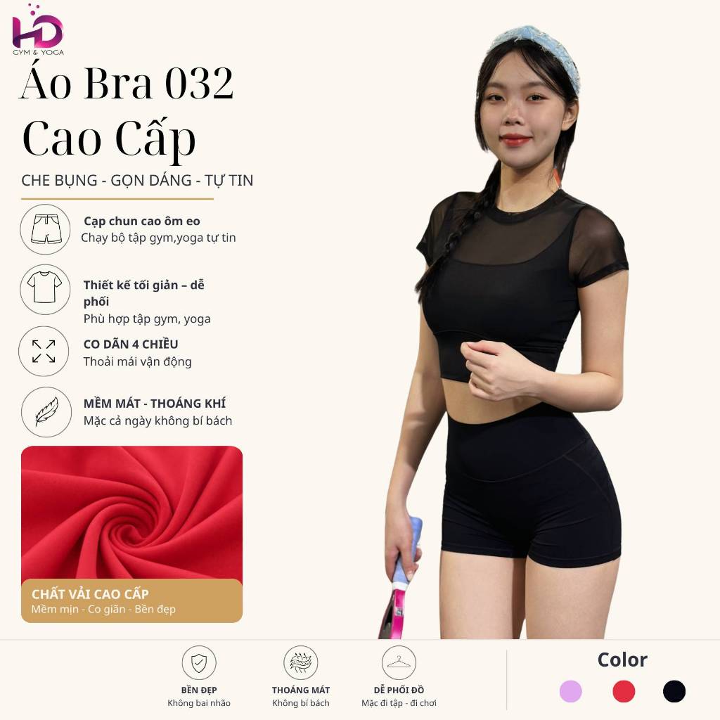 TUAN HD 032 เสื้อยืดผู้หญิง Poly Gym - ฝาครอบตาข่าย Over Breathable Bra