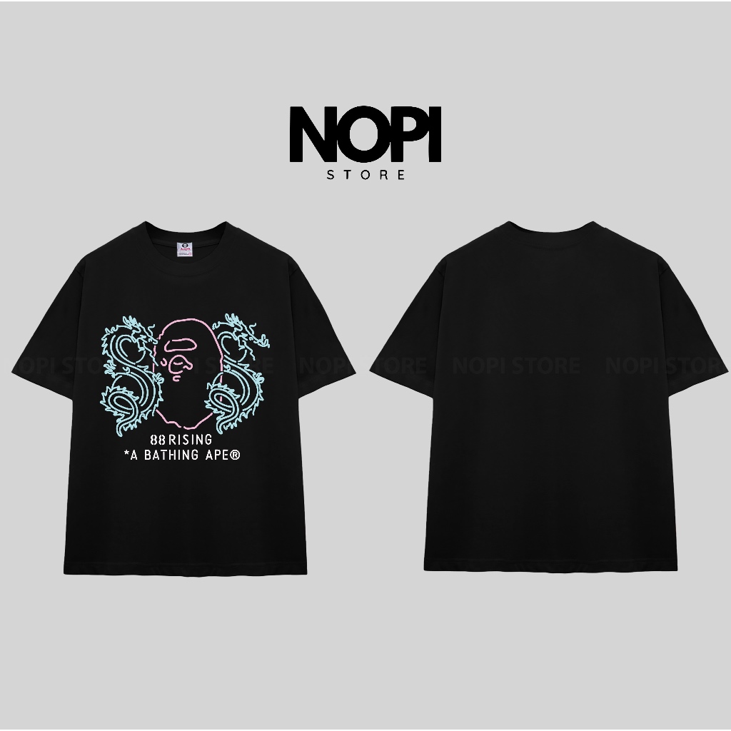 BAPE 88RISING NEON เสื้อยืดสําหรับผู้ชายและผู้หญิง UNISEX คุณภาพสูงผ้าฝ้ายผ้า 280GSM THICK - NOPI ST