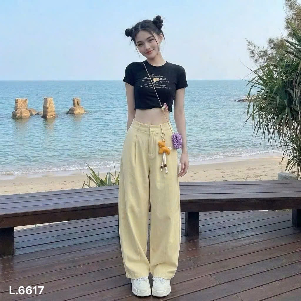 BEAUTIFUL SOFT KAKI PANTS พร้อมเครื่องรางม้า