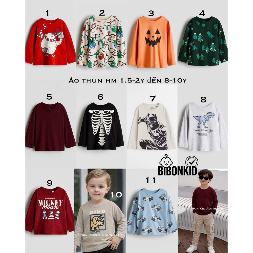 [Bibonkid] เสื้อยืดผ้าฝ้ายสําหรับเด็ก HM UK/US/JP/ES ตั้งแต่ขนาด 1.5-2y ถึง 8-10y