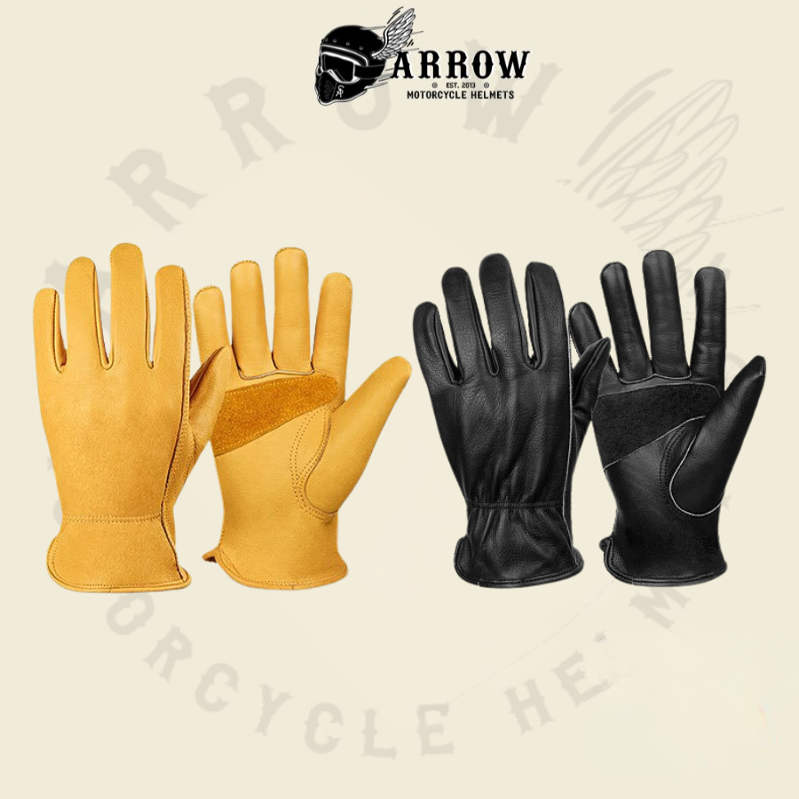 Raw Classic ถุงมือหนังมอเตอร์ไซค์, ถุงมือมอเตอร์ไซค์ป้องกันหนังวัว Arrowshop