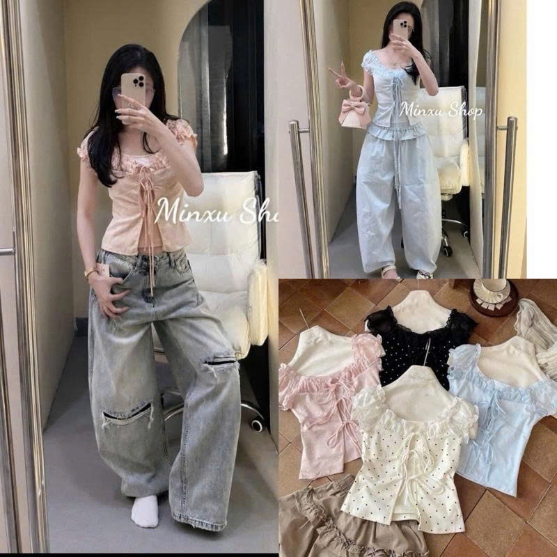 เสื้อชีฟองลายจุดน่ารักของผู้หญิง QC Minxu Shop TH83
