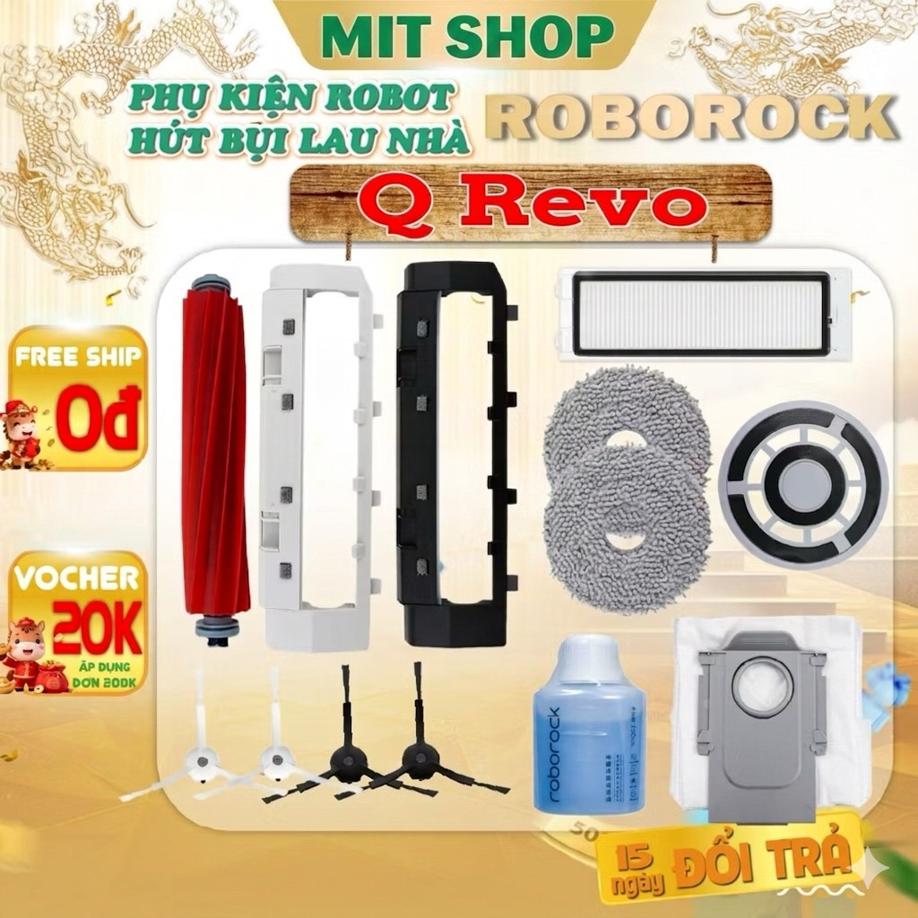 ชุดอุปกรณ์เสริมทดแทนสําหรับเครื่องดูดฝุ่นหุ่นยนต์ Roborock Q Revo, Q Revo Maxv,Q Revo S (คุณภาพสูง ร