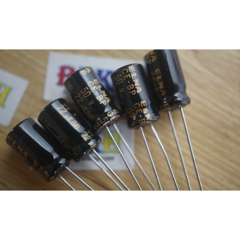 2 ตัวเก็บประจุเสียงไฮไฟแบบไม่มีขั้ว 50V 22uF 85 องศา 511mm จาก ELNA CE-BP Japan