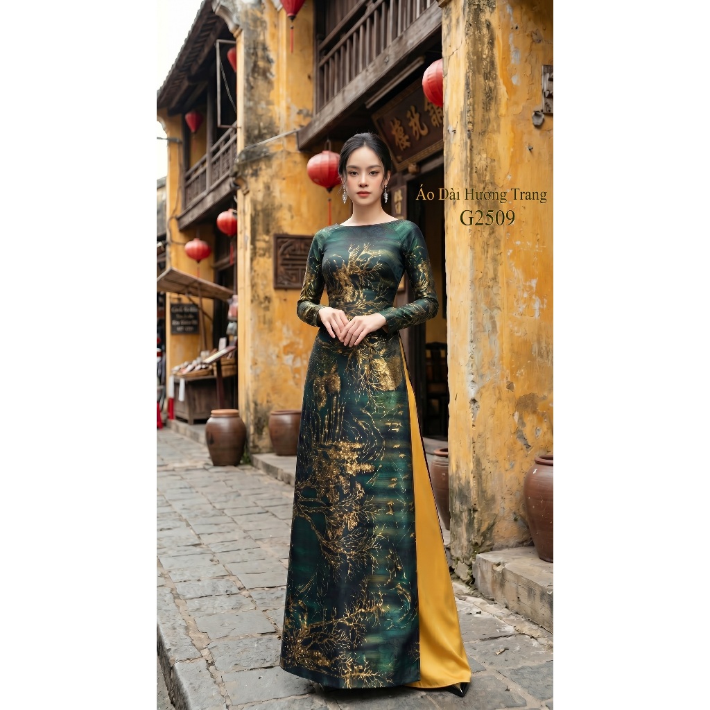 ผ้าไหมโบรเคดพิมพ์ลายพิเศษ Ao Dai