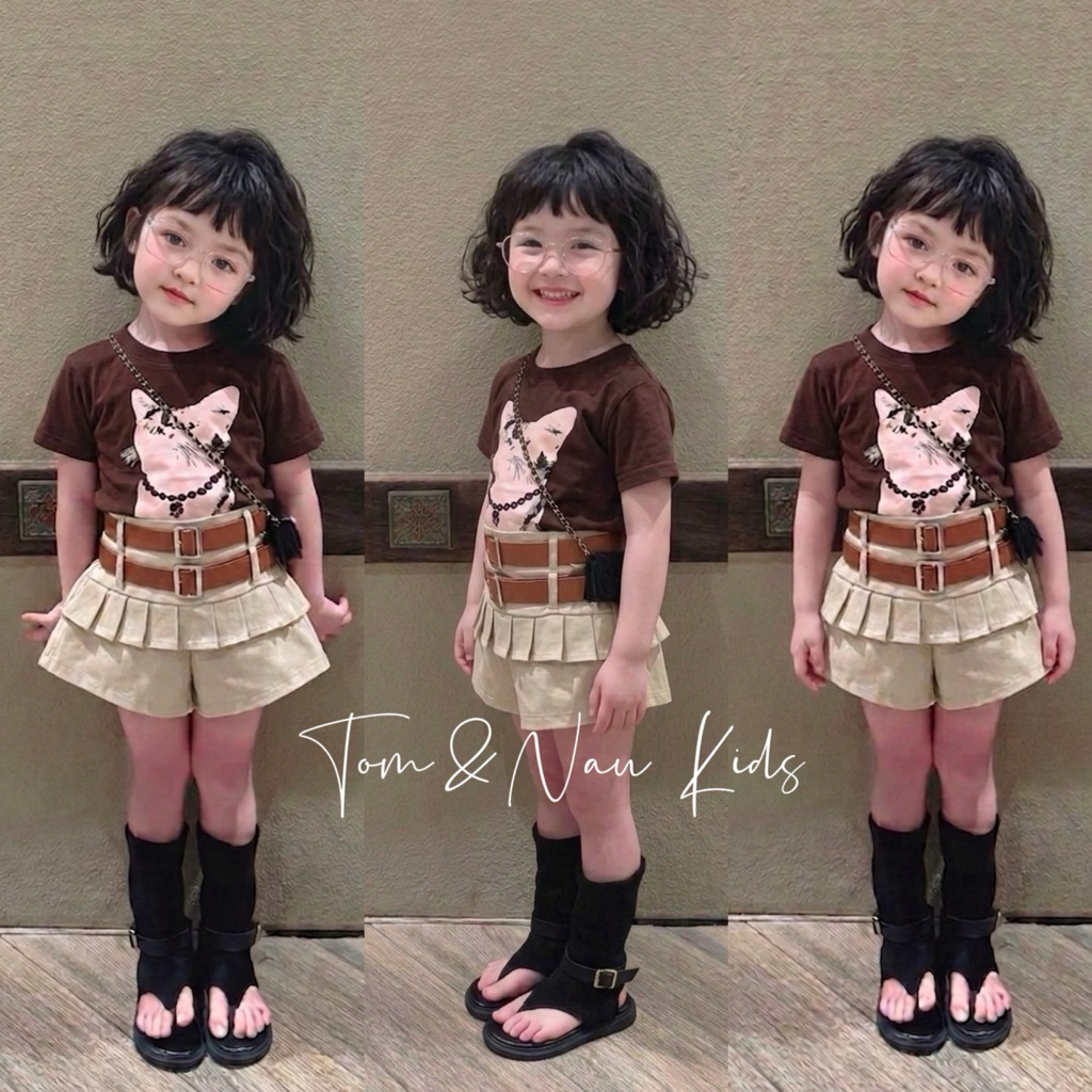 A33- [Loose-fitting FORM INCREASED SIZE]-[tomnaukids] เสื้อยืดแขนกุดอัดสําหรับสาวผ้าฝ้าย bozip SIZE 