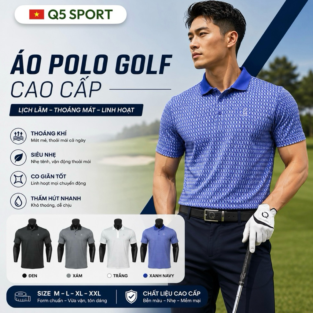 Q5sport Turn-down Collar Golf Sports Polo - Classy Cool and Smooth Elastic (AT89)