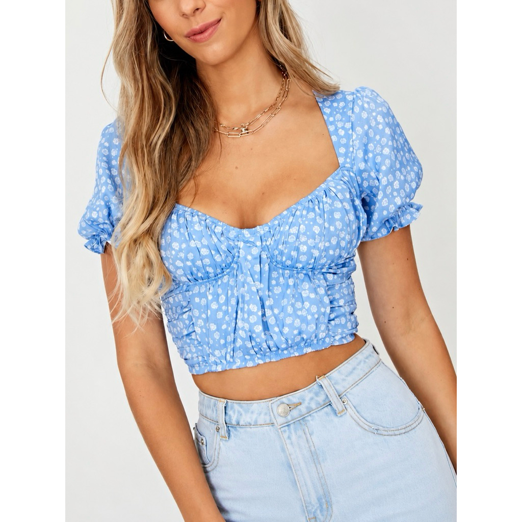 เสื้อครอปลายดอก Glassons