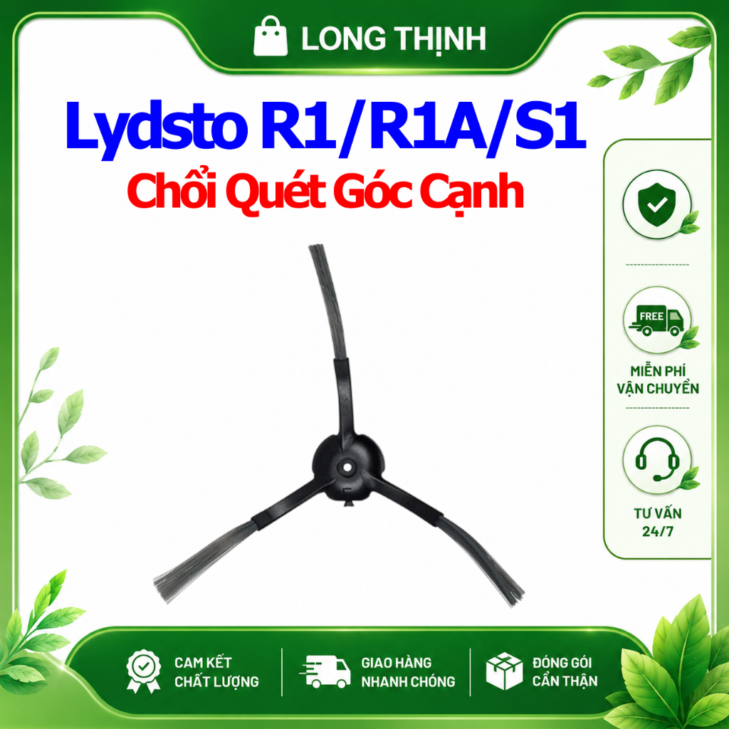 (ในสต็อก) 1 แปรงมุมสีดําสําหรับเครื่องดูดฝุ่นหุ่นยนต์ Lydsto R1 / R1A – อุปกรณ์เสริมทดแทน