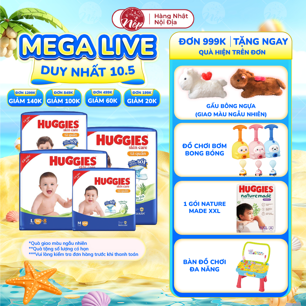 [LIVE X] Huggies Natural Tea Tree Diaper Pants SKINCARE Pants Mega Jumbo M106/L104/XL88/XXL80 - neps