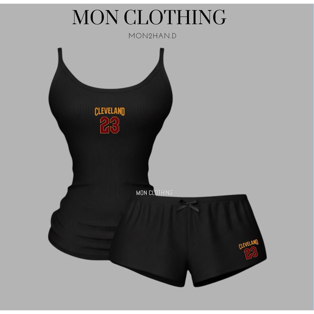 Y2K SPORTS STYLE BLACK SLEEPING SET LOW RISE AVAILABLE