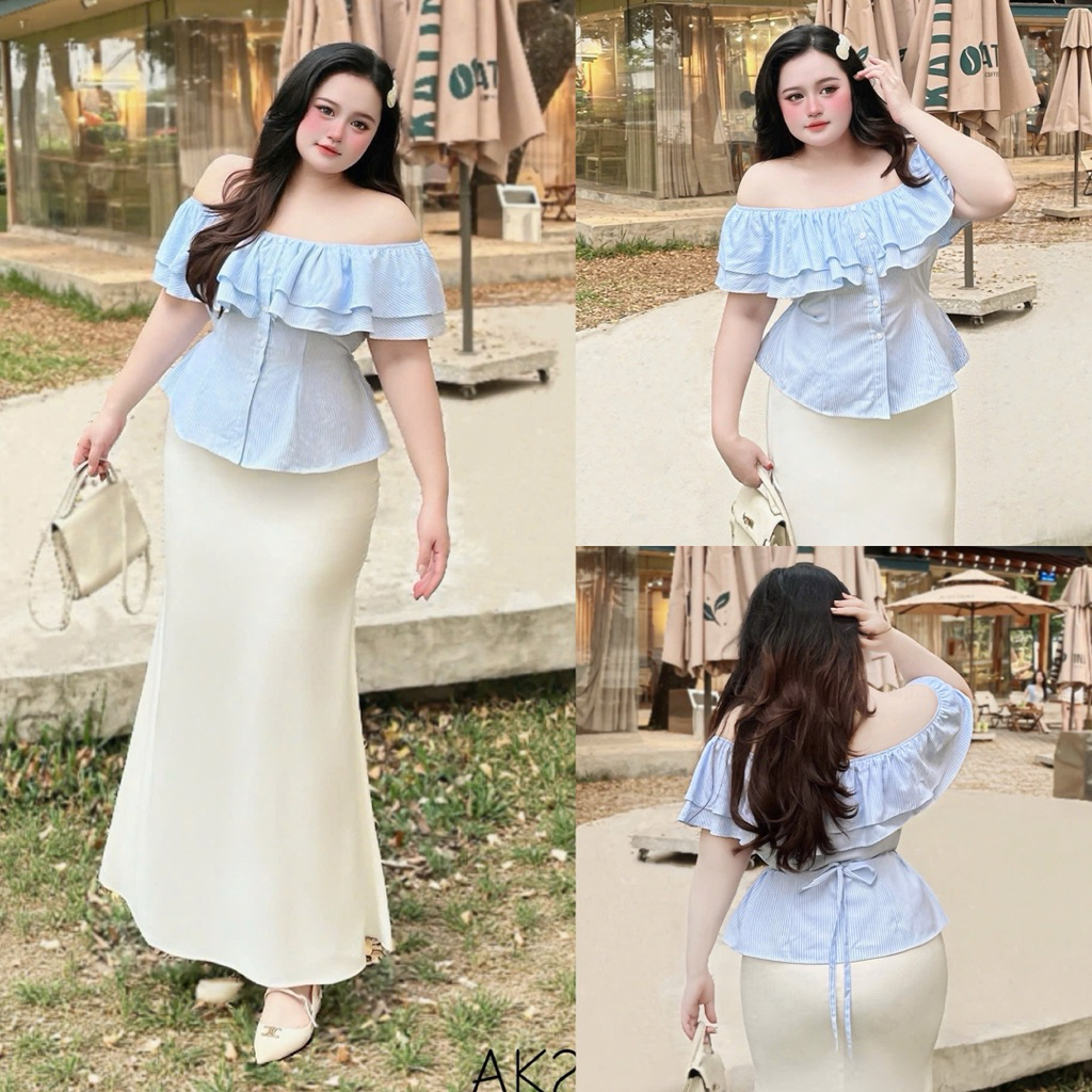 น่ารักหรูหราขนาดใหญ่ 50-90KG ชุด, คอนซีลเลอร์ Peplum Form สําหรับทํางาน, ปาร์ตี้, ออกไปข้างนอก - ชุด