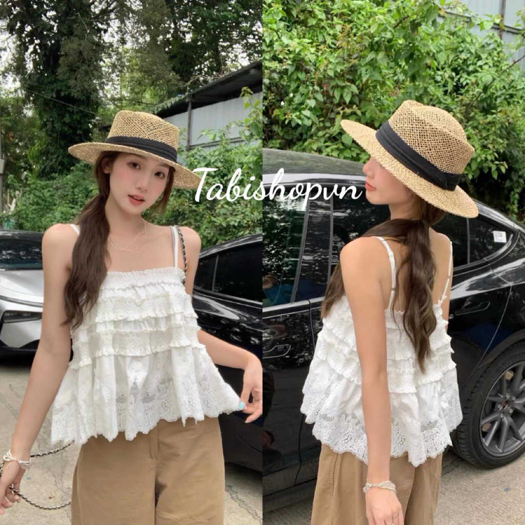 TABISHOP เสื้อเชิ้ต 2 ชิ้น babydoll ดอกไม้ เสื้อเชิ้ตผู้หญิงน่ารักสําหรับออกนอกบ้านในฤดูร้อน (312)