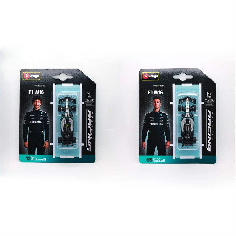 F1 2025 รถแข่งรุ่น Mercedes AMG W16 เวอร์ชั่นการ์ด 1:64 สเกล BBurago