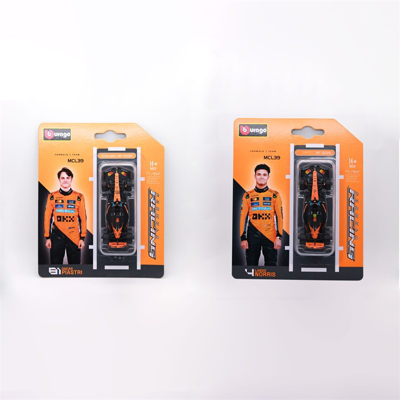 F1 2025 โมเดลรถแข่ง McLaren MCL39 เวอร์ชั่นการ์ด 1:64 สเกล BBurago