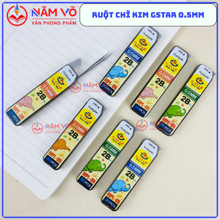 [MPL05] COMBO 4 หลอดของลวดเย็บกระดาษสีดําตะกั่ว 2B MPL-05 ของแท้ G-Star/ Gstar 0.5 มม.เข็ม Nib