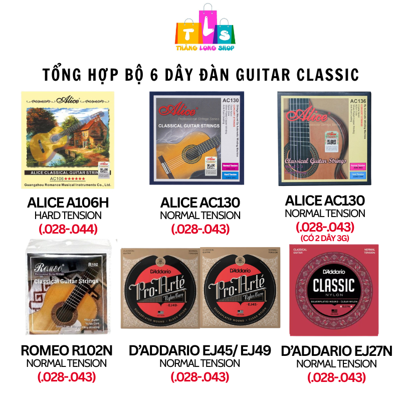 D'ADDARIO Alice AC130 A106 AC136 Romeo R102N Daddario EJ27N EJ45 EJ49 ชุดสายกีตาร์คลาสสิก