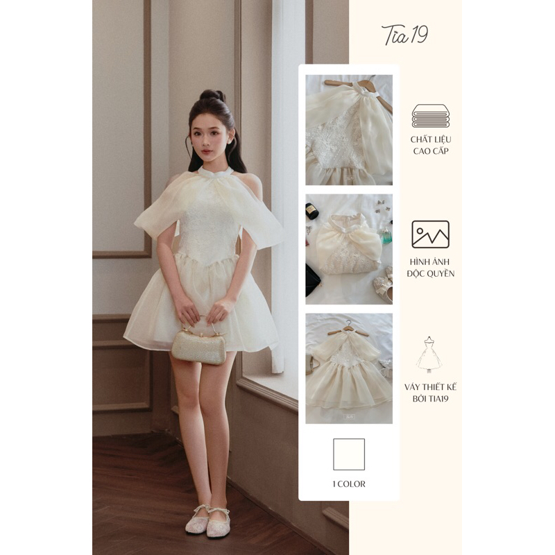 TIA19 เดรสลายดอกไม้ผ้าชีฟองดีไซน์โดย Bliss Dress Tia19 V13. เดรสคล้องคอผ้าชีฟอง