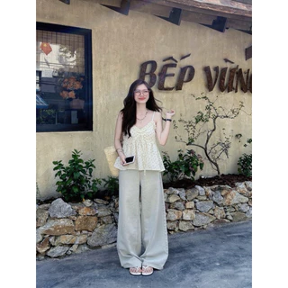 MAYA TOP เสื้อเบบี้ดอลล์แบบสั้น 2 สาย ระบายหวายและโบว์ ท็อป 2 สายผู้หญิง