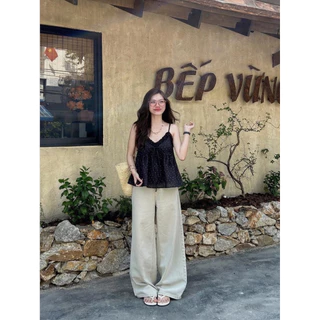 MAYA TOP เสื้อเบบี้ดอลล์แบบสั้น 2 สาย ระบายหวายและโบว์ ท็อป 2 สายผู้หญิง