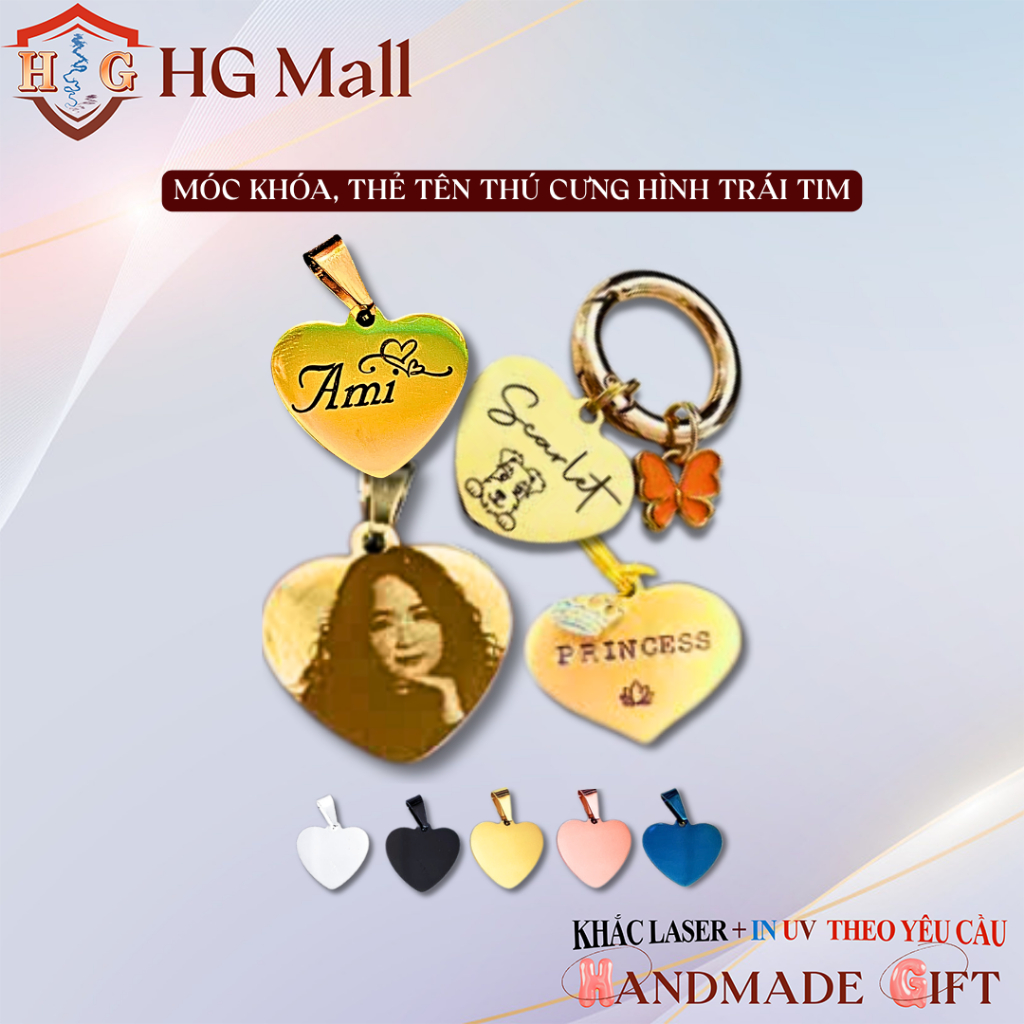 ป้ายชื่อสัตว์เลี้ยง โลหะผสมรูปหัวใจ HG MALL ขอแสดงด้วยเลเซอร์ ป้ายชื่อ/รูปภาพ/ป้ายชื่อ Icon สําหรับส
