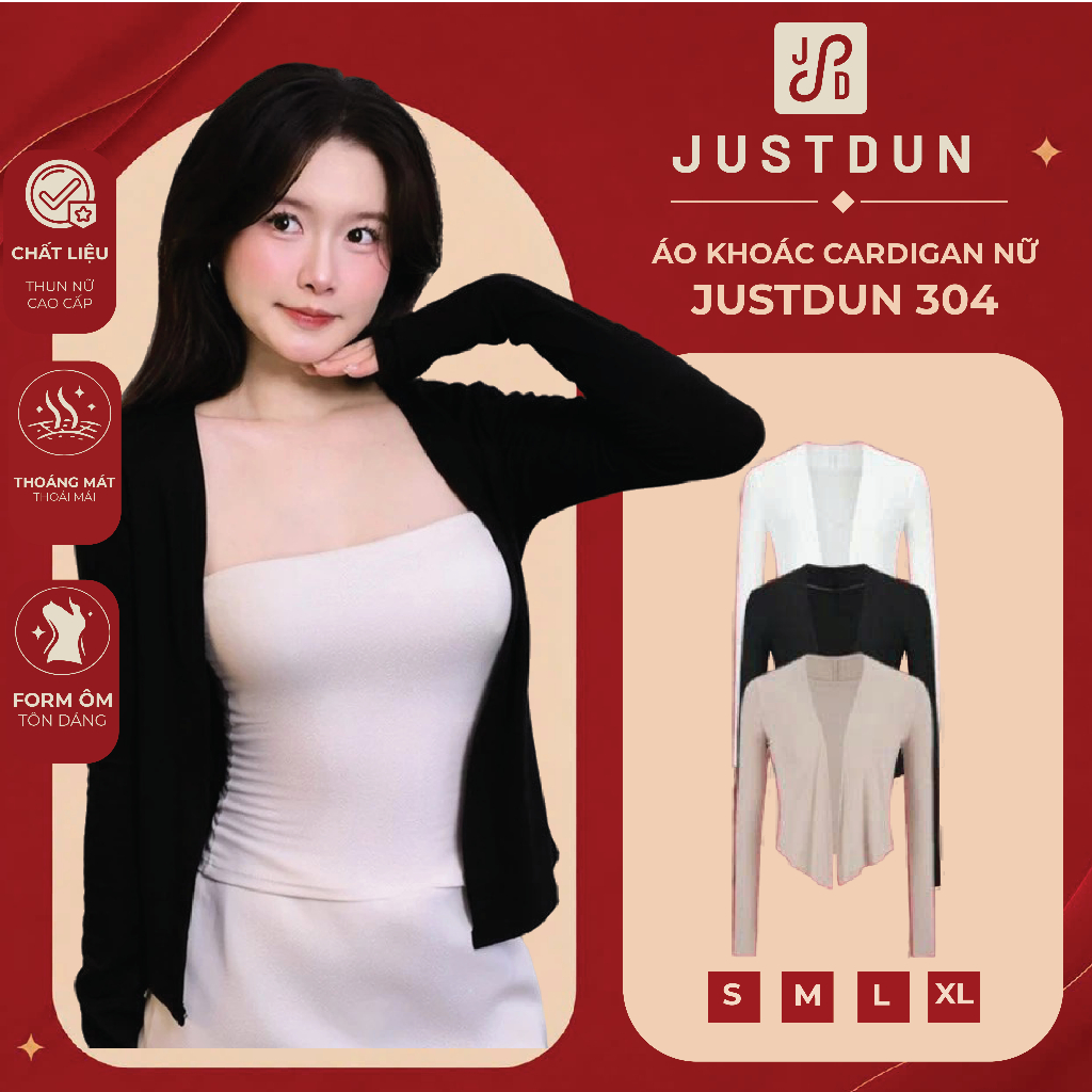 JUSTDUN 304 เสื้อคาร์ดิแกนผู้หญิงตัวยาว - ผ้าคอตตอนเนื้อเรียบ นุ่ม สบาย สบาย สบาย สบาย สบาย สบาย ร่วมมือง่าย