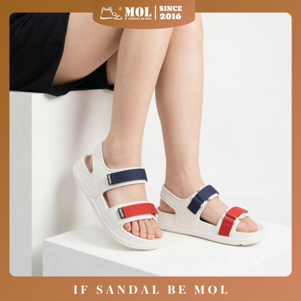 BeRich Sandal IP03R น้ําหนักเบา EVA Sole Molded Solid 2 สายรัดแนวนอนแฟชั่นสําหรับโรงเรียน Streetwear
