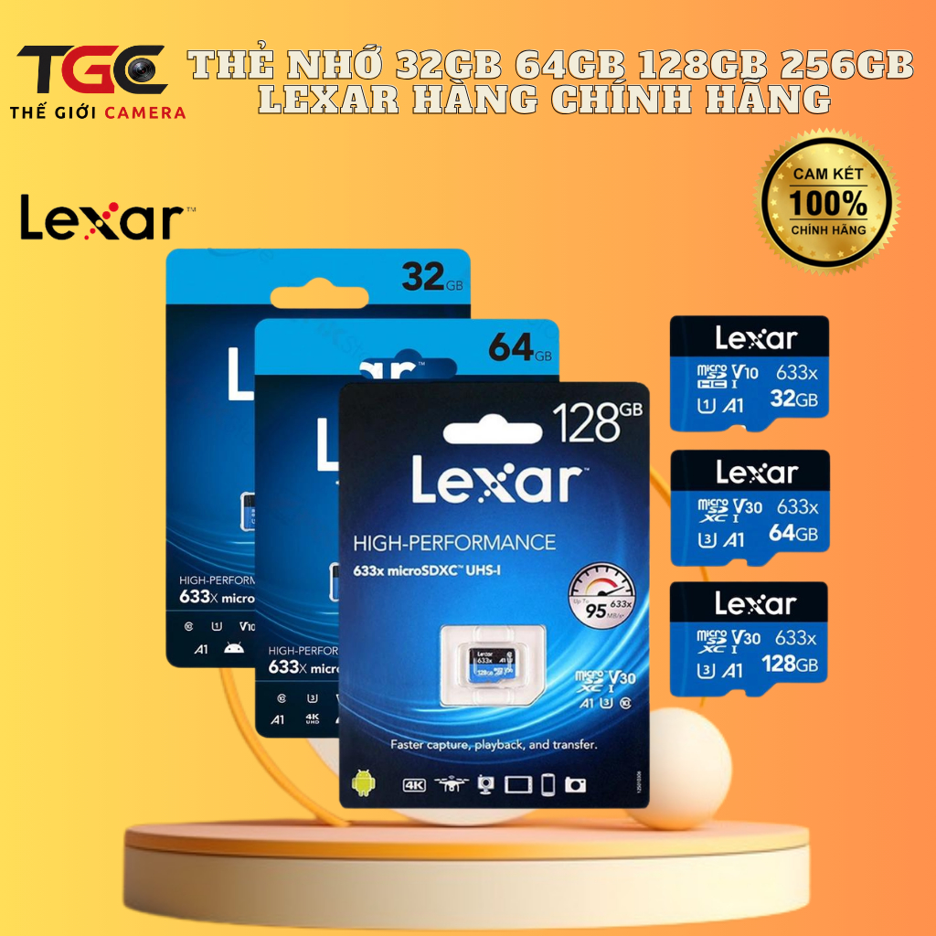 Lexar การ์ดหน่วยความจํา 32GB, 64GB, 128GB สินค้าของแท้