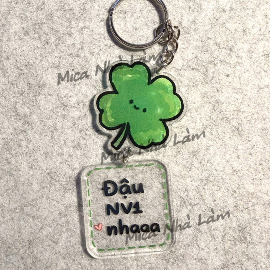 พวงกุญแจโคลเวอร์สี่ใบพร้อมป้ายนําโชค - พวงกุญแจถั่ว NV1 - NINISHOP