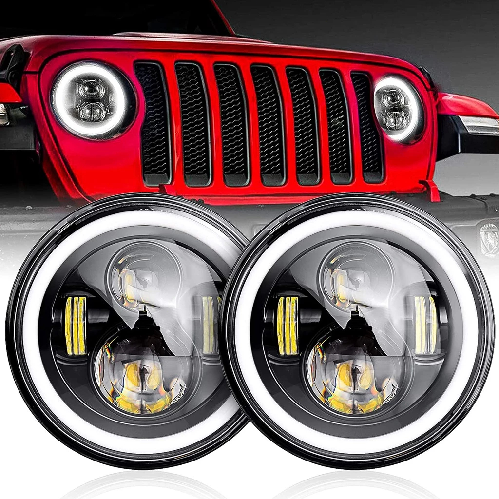 ไฟหน้าแองเจิลอายขนาด 7 นิ้วสําหรับ Jeep Troller, Defender Troller, Kombi และ Volkswagen Beetle