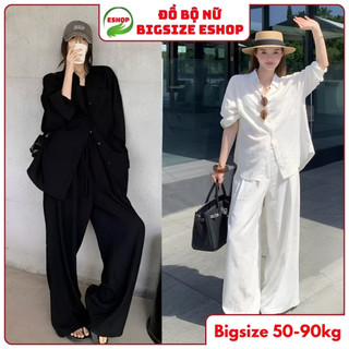 Set Đồ Nữ Đẹp Sang Chảnh Đồ Bộ Nữ Quần Dài Đũi Áo Sơ Mi Tay Dài Bigsize ESHOP Set Bộ Xinh Quần Dài Đồ Công Sở MS489