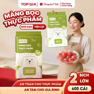 [SIÊU RẺ - 2 BỊCH LỚN 600CÁI] Combo 2bịch màng bọc thực phẩm treo tường dạng rút TopGia chất liệu PE