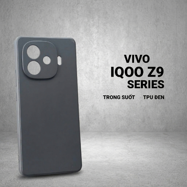IQoo Z9 Turbo, Z9 5G, Z9x, Z9 Lite/Plus เคสสีดําล้วน | เคสโทรศัพท์แบบยืดหยุ่น Vivo ปกป้องกล้องโทรศัพ