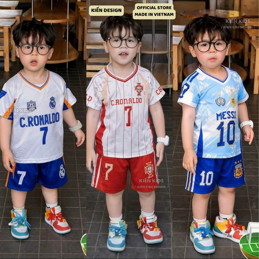ชุดฟุตบอลสําหรับเด็กผู้ชาย 9-45 กก. ผ้าฝ้ายระบายอากาศยืด 4 ทิศทางพร้อมพิมพ์ฟุตบอลสตาร์ - BO122